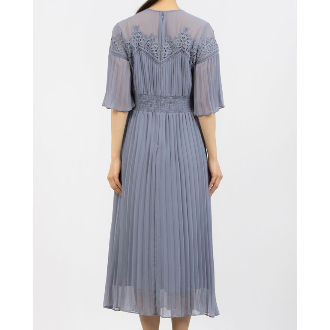 トーナル TONAL レースxシフォンプリーツワンピース
