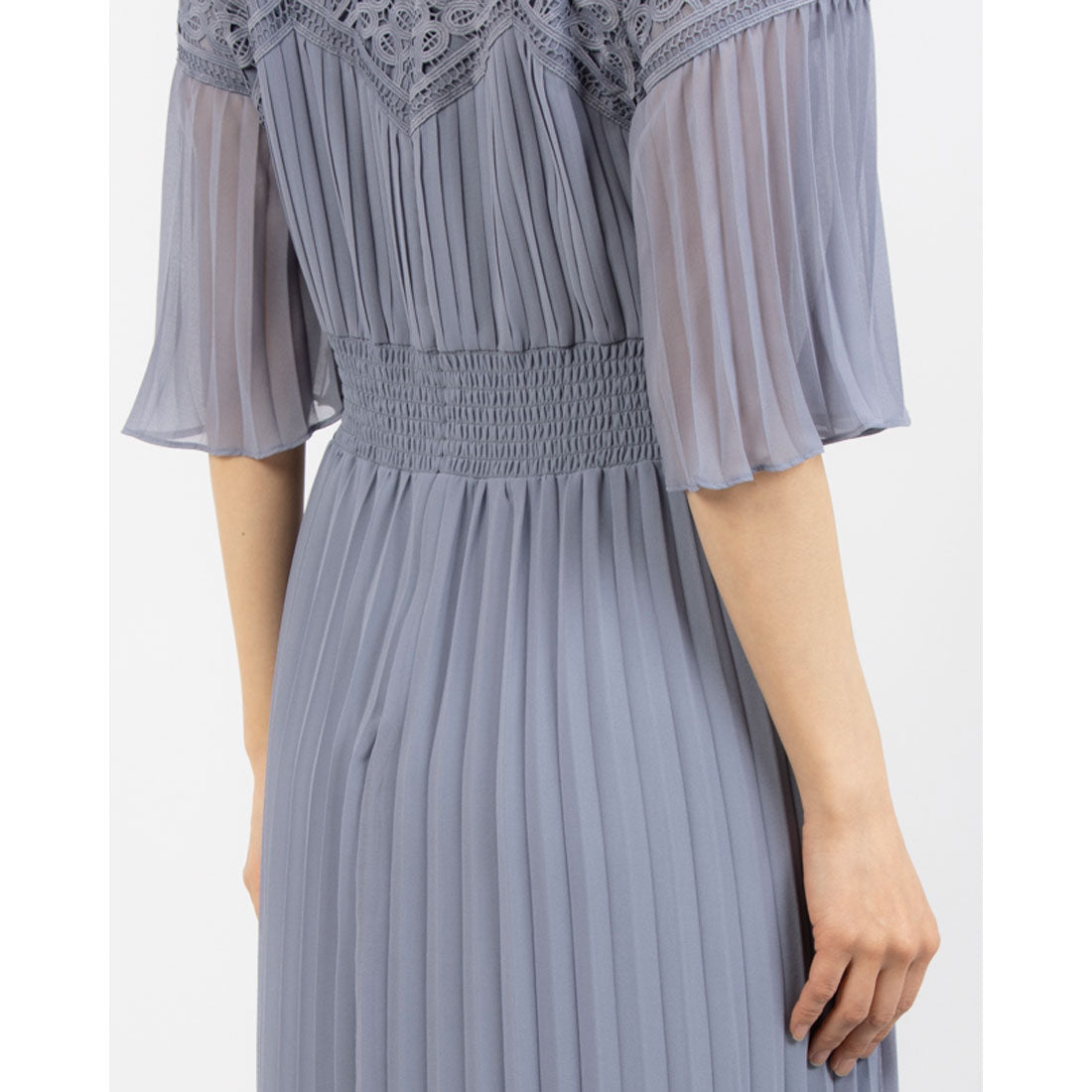 トーナル TONAL レースxシフォンプリーツワンピース