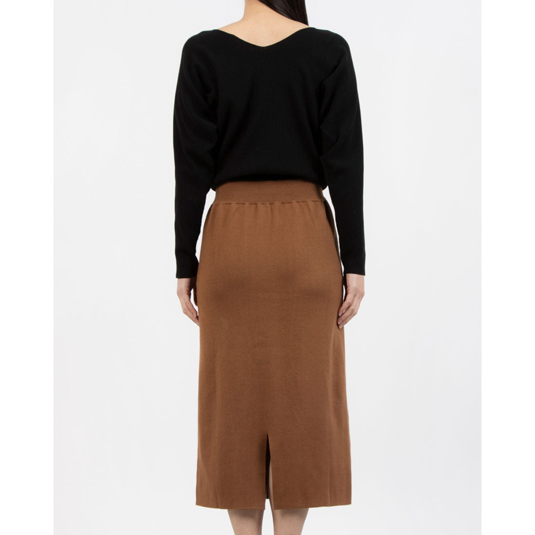 トーナル TONAL Vネックニットワンピース キャメル