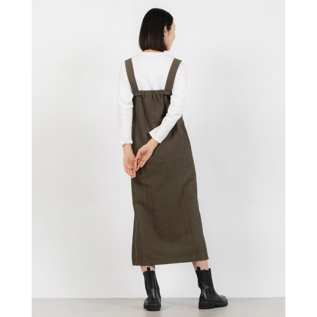 トーナル TONAL リネンナローラインノットワンピース (ブラウン) ブラウン