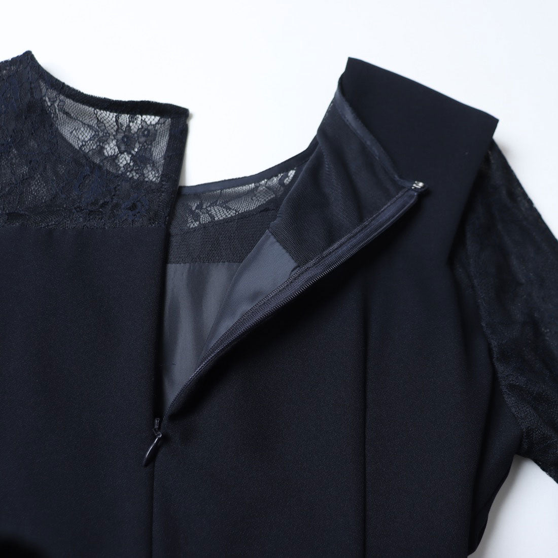 トーナル TONAL レース×ジョーゼットオールインワン (ブラック) ブラック