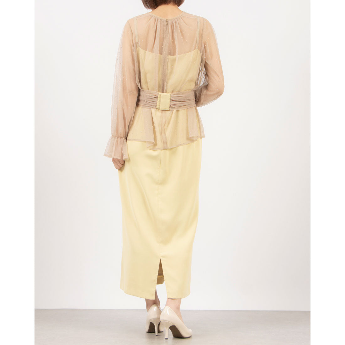 トーナル TONAL ラインストーンチュールセットドレス (イエロー) イエロー