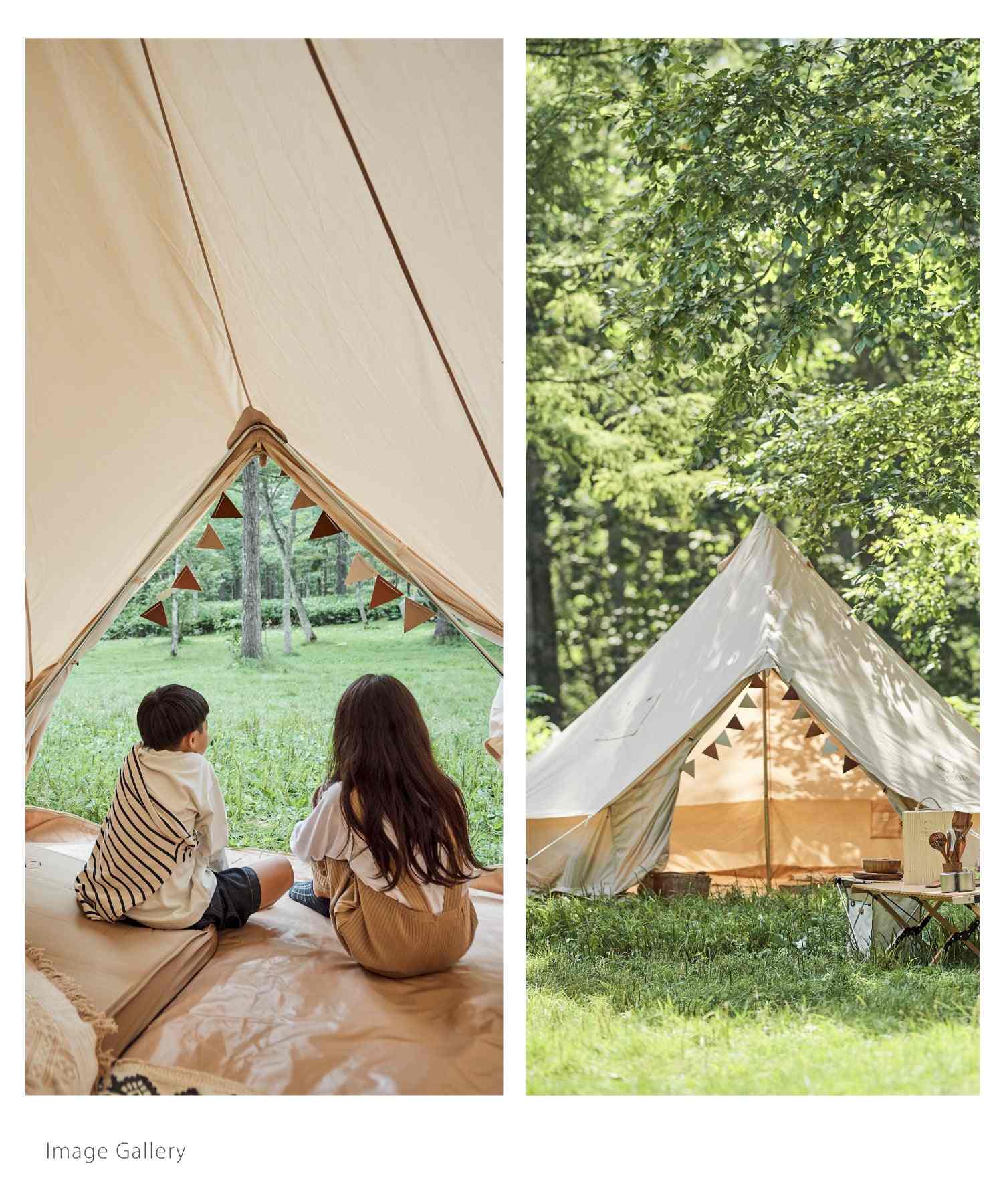 S'more S'more 【S'more /Bello 300】 Bell Tent Tent Bell with Storage Bag Poly Cotton Family Tent for 3-4 People Camping Tent Stylish Waterproof