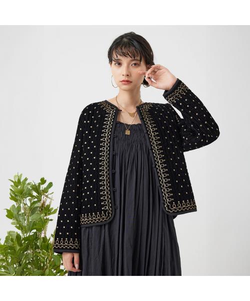 トラッゾドンナ TORRAZZO DONNA TORRAZZO DONNA 刺繍ジャケット 6261-354 ヴィンテージ調 (19/BLACK/ブラック) 19/BLACK/ブラック