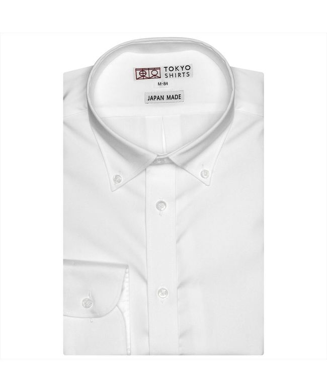トーキョーシャツ TOKYO SHIRTS 【国産しゃれシャツ】 ボタンダウン 長袖 形態安定 綿100% ピンオックス織り (シロ) シロ