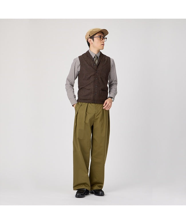 トーキョーシャツ TOKYO SHIRTS 前身布帛ラペルニットジレ 無地 メンズ