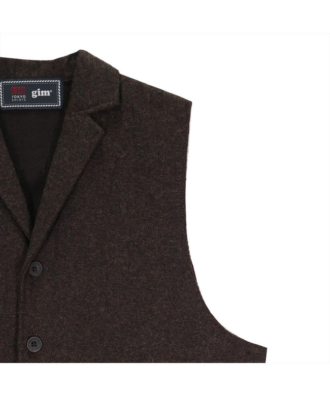 トーキョーシャツ TOKYO SHIRTS 前身布帛ラペルニットジレ 無地 メンズ