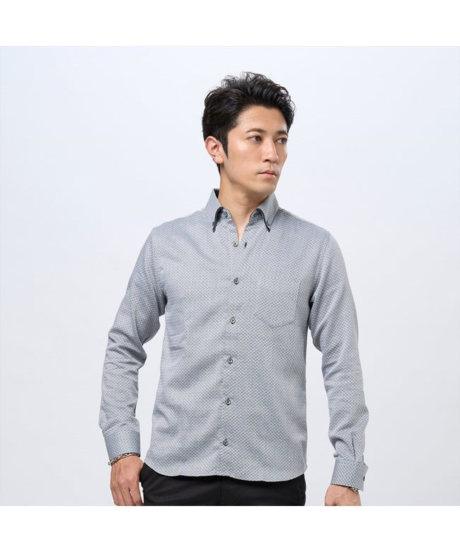 トーキョーシャツ TOKYO SHIRTS ボタンダウンカラーデザインカジュアルシャツ 長袖 メンズ (1クロ・グレー) 1クロ・グレー