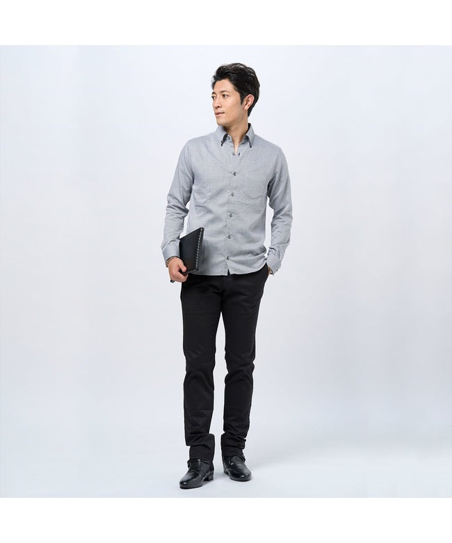 トーキョーシャツ TOKYO SHIRTS ボタンダウンカラーデザインカジュアルシャツ 長袖 メンズ (1クロ・グレー) 1クロ・グレー