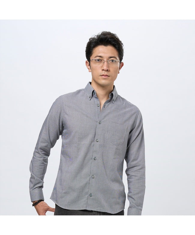 トーキョーシャツ TOKYO SHIRTS ボタンダウンカラーデザインカジュアルシャツ 長袖 メンズ (1クロ・グレー) 1クロ・グレー