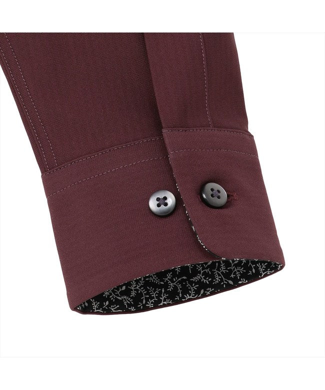 トーキョーシャツ TOKYO SHIRTS デザインカジュアルシャツ ホリゾンタルワイド 長袖 メンズ (ダークレッド) ダークレッド