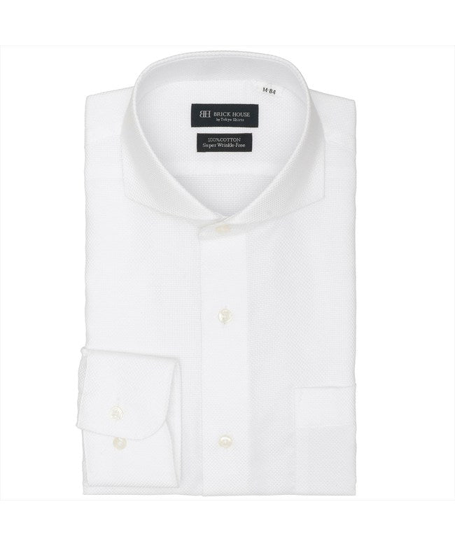 トーキョーシャツ TOKYO SHIRTS 【超形態安定】 ホリゾンタルワイド 長袖 形態安定 綿100% ワイシャツ (ホワイト) ホワイト