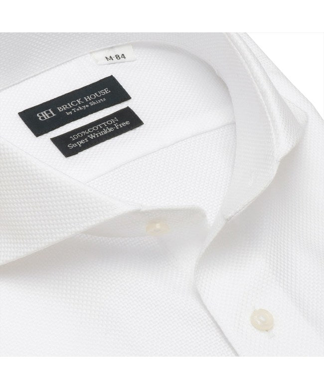 トーキョーシャツ TOKYO SHIRTS 【超形態安定】 ホリゾンタルワイド 長袖 形態安定 綿100% ワイシャツ (ホワイト) ホワイト
