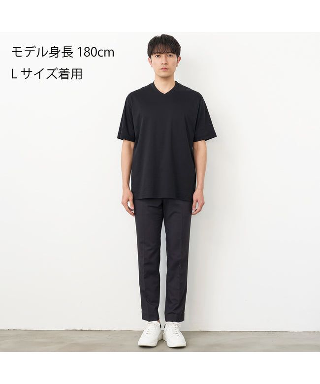 トーキョーシャツ TOKYO SHIRTS 【シャツ屋仕立てのTシャツ】 Vネック Tシャツ 半袖 ビジネス オフィスカジュアル (ブラック) ブラック