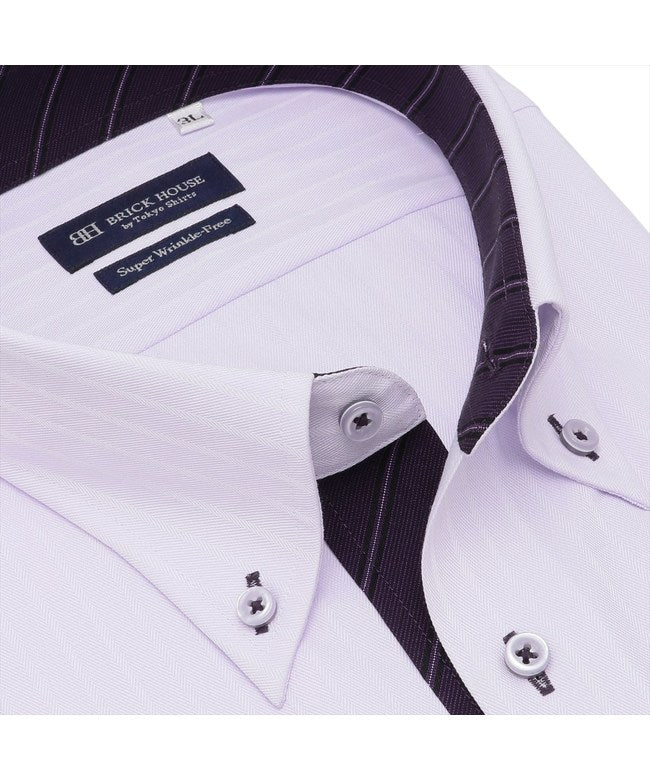 トーキョーシャツ TOKYO SHIRTS 【超形態安定・大きいサイズ】 ボタンダウン 半袖 形態安定 ワイシャツ (パーブル) パーブル