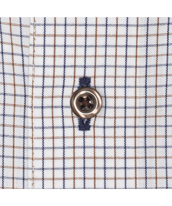 トーキョーシャツ TOKYO SHIRTS ボタンダウン 長袖 形態安定 ワイシャツ (ブラウン×ネイビー) ブラウン×ネイビー