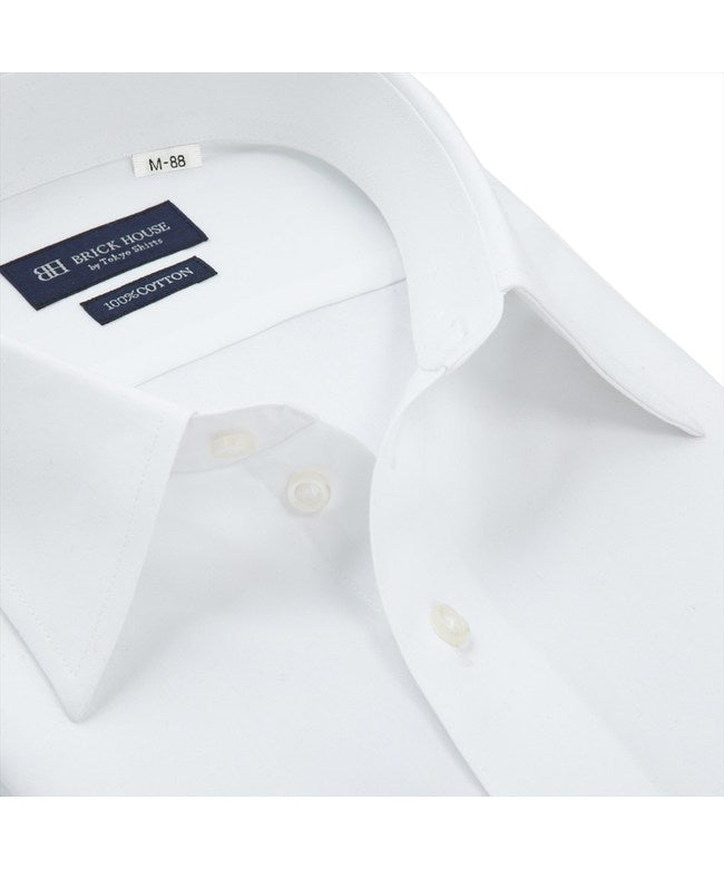 トーキョーシャツ TOKYO SHIRTS 【透け防止・白無地・大きいサイズ】 レギュラー 長袖 形態安定 綿100% ワイシャツ (ホワイト) ホワイト