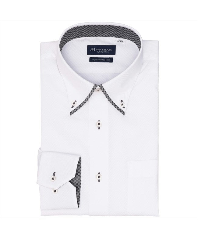 トーキョーシャツ TOKYO SHIRTS 【超形態安定】 ボタンダウン 長袖 形態安定 ワイシャツ (ホワイト) ホワイト