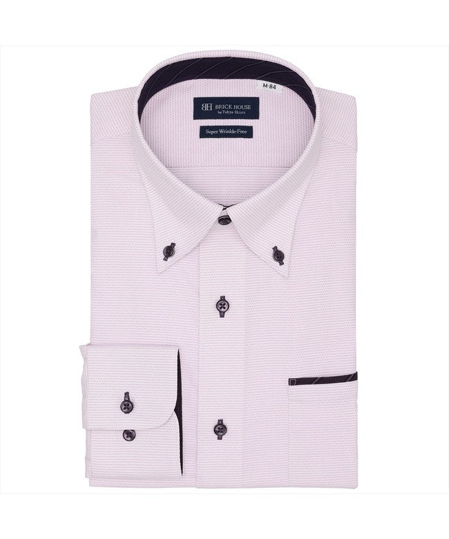 トーキョーシャツ TOKYO SHIRTS 【超形態安定】 ボタンダウン 長袖 形態安定 ワイシャツ (パープル) パープル