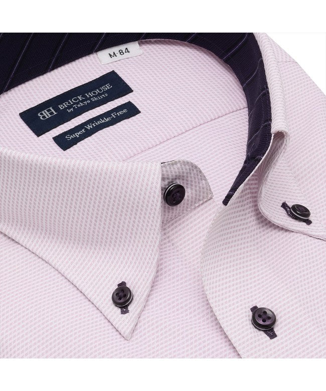 トーキョーシャツ TOKYO SHIRTS 【超形態安定】 ボタンダウン 長袖 形態安定 ワイシャツ (パープル) パープル