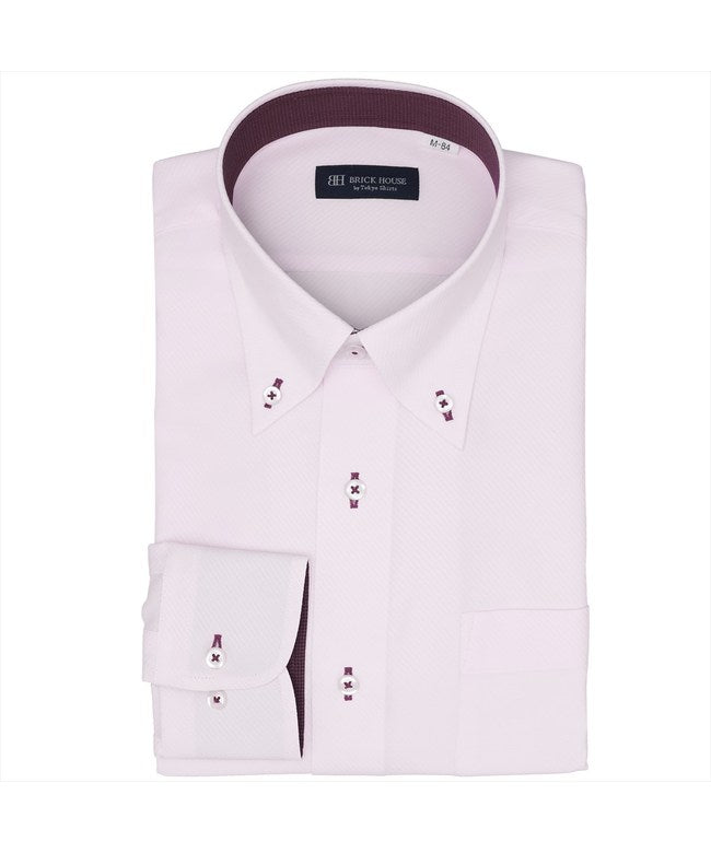 トーキョーシャツ TOKYO SHIRTS 【COFREX】 ボタンダウン 長袖 形態安定 ワイシャツ (ピンク) ピンク