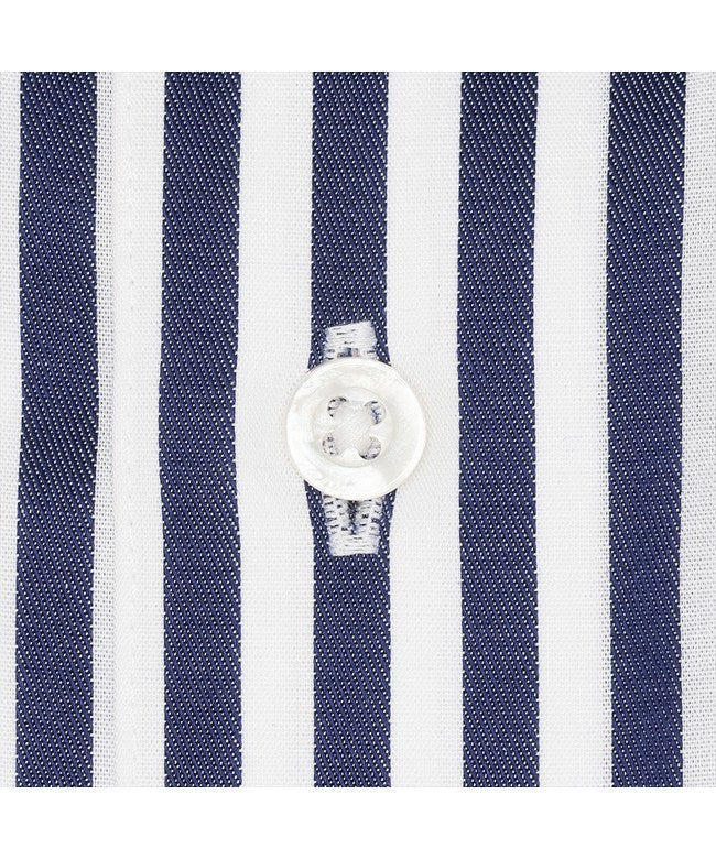 トーキョーシャツ TOKYO SHIRTS 【超形態安定】 ワイド 長袖 形態安定 綿100% ワイシャツ (ネイビー) ネイビー