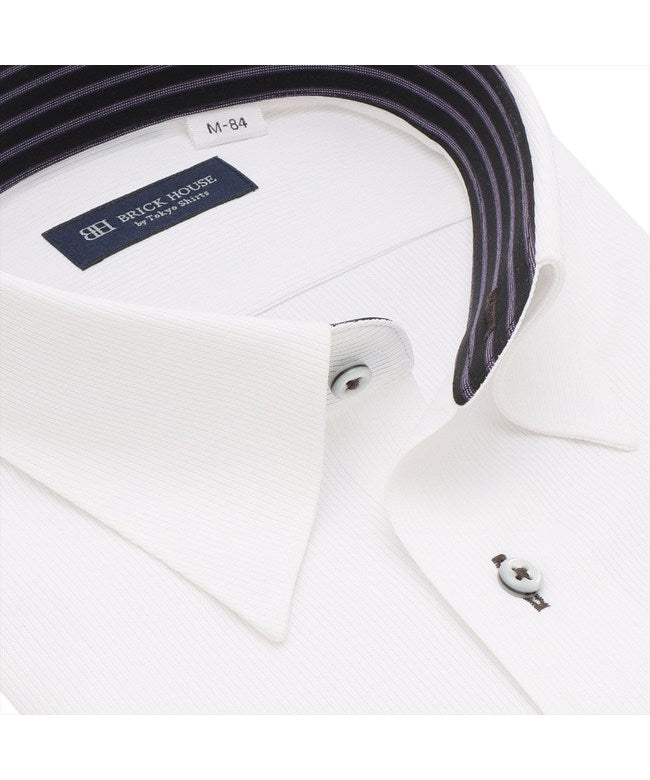 トーキョーシャツ TOKYO SHIRTS 【ストレッチ】 スナップダウン 長袖 形態安定 ワイシャツ ニットシャツ (ホワイト) ホワイト