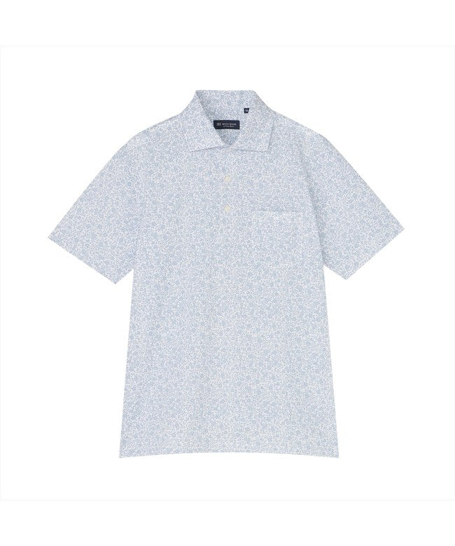 トーキョーシャツ TOKYO SHIRTS フラワー 総柄プリント ポロシャツ 半袖 メンズ (サックス) サックス