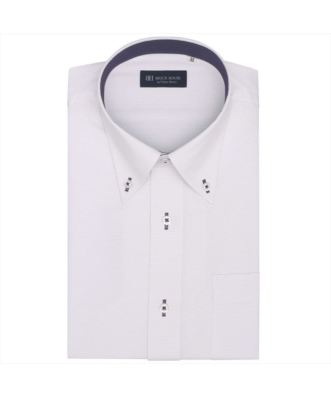 トーキョーシャツ TOKYO SHIRTS 【COFREX】 ボタンダウン 半袖 形態安定 ワイシャツ (パープル) パープル