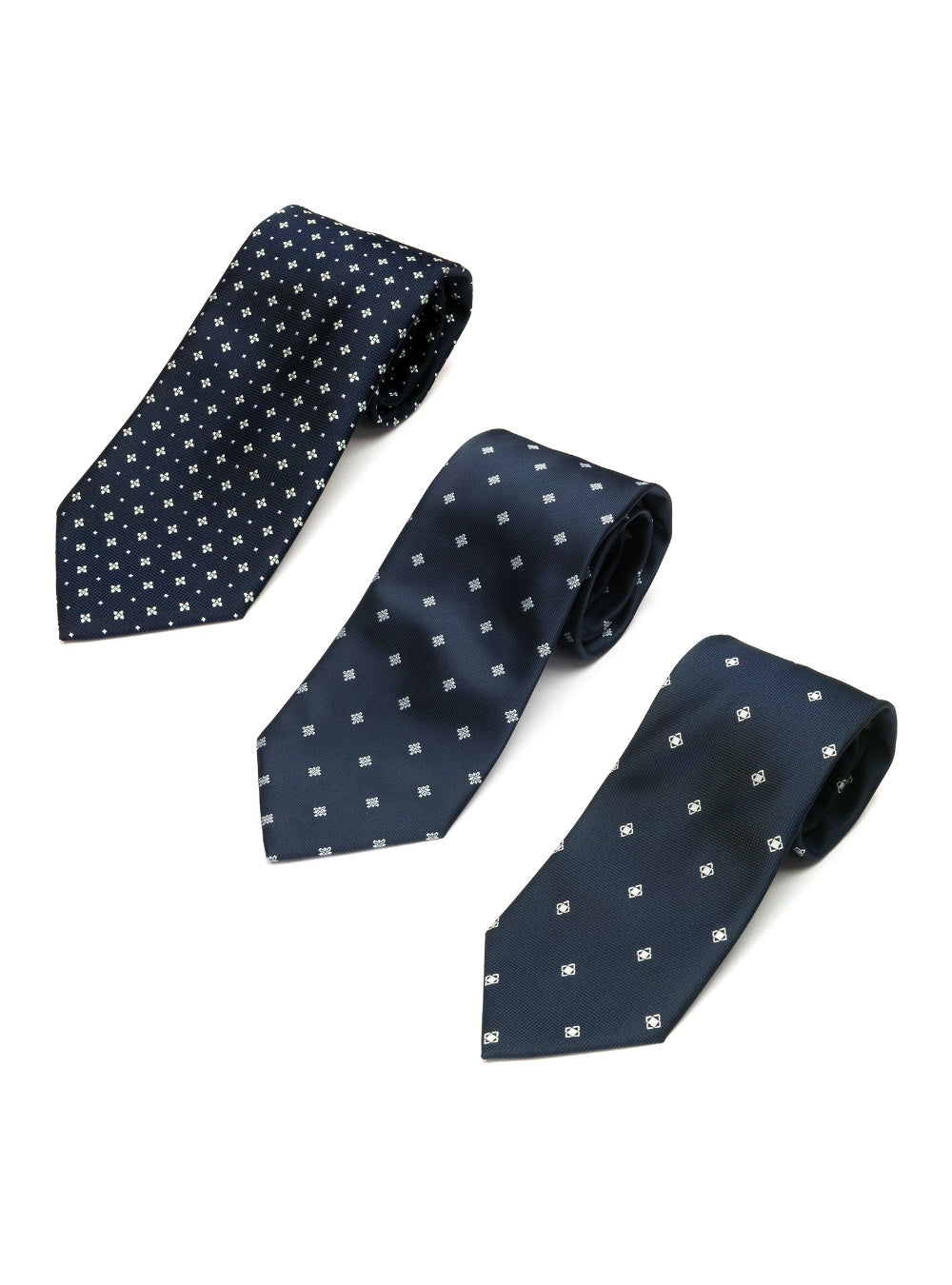 トーキョーシャツ TOKYO SHIRTS ベーシックネクタイ 3本セット 選べる3種類柄 【無地・ストライプ・小紋】 (ネイビー小紋40) ネイビー小紋40