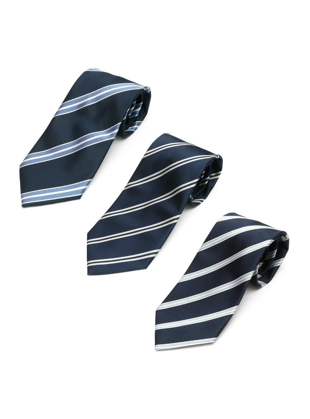 トーキョーシャツ TOKYO SHIRTS ベーシックネクタイ 3本セット 選べる3種類柄 【無地・ストライプ・小紋】 (ネイビーストライプ22) ネイビーストライプ22