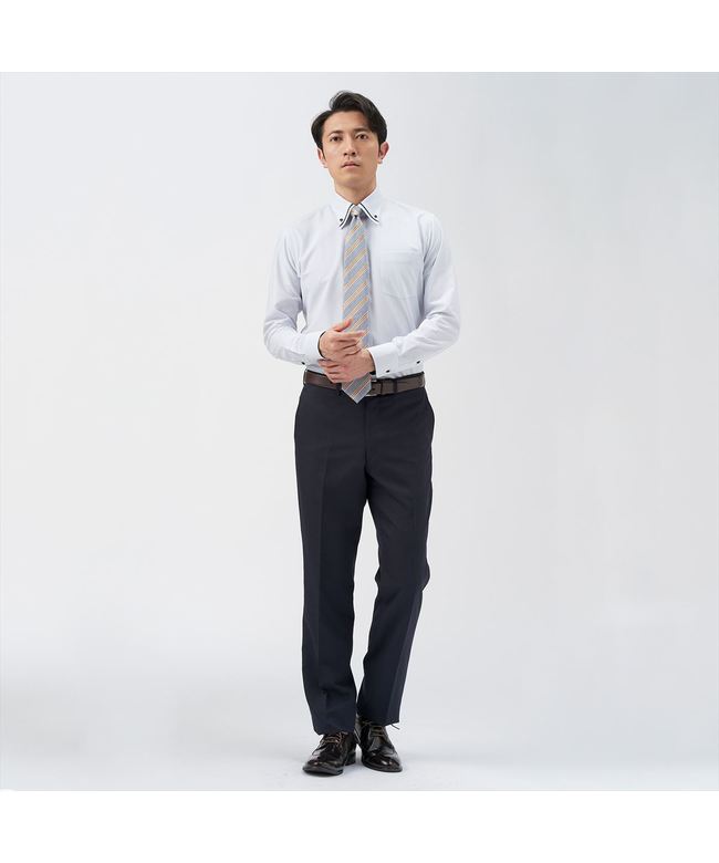 トーキョーシャツ TOKYO SHIRTS 【ストレッチ】 形態安定 ボタンダウンカラー 長袖ニットシャツ (ブルー) ブルー