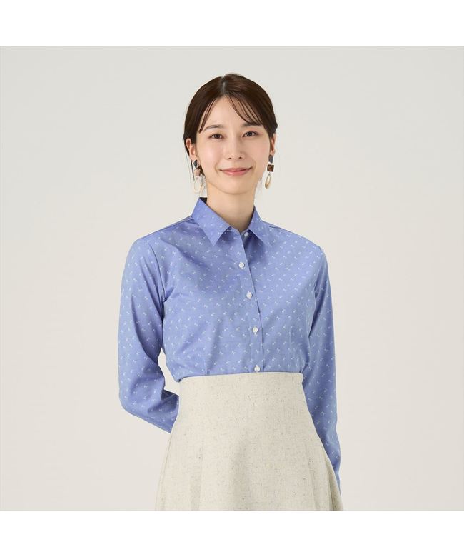 トーキョーシャツ TOKYO SHIRTS 【超形態安定】 レギュラー 長袖 形態安定 綿100% レディースシャツ (ブルー) ブルー