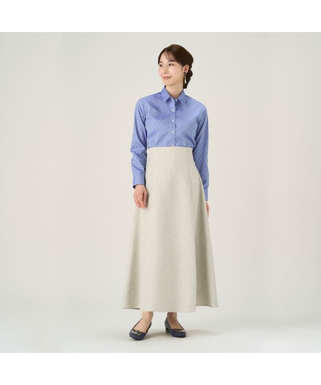 トーキョーシャツ TOKYO SHIRTS 【超形態安定】 レギュラー 長袖 形態安定 綿100% レディースシャツ (ブルー) ブルー