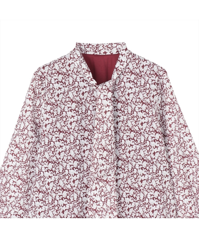 トーキョーシャツ TOKYO SHIRTS ボウタイプリントブラウス 長袖 レディース (エンジ) エンジ