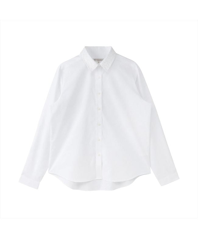 トーキョーシャツ TOKYO SHIRTS 【透け防止】 レギュラー 長袖 形態安定 レディースシャツ 刺繍襟 (ホワイト) ホワイト