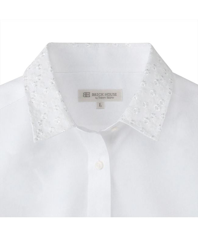 トーキョーシャツ TOKYO SHIRTS 【透け防止】 レギュラー 長袖 形態安定 レディースシャツ 刺繍襟 (ホワイト) ホワイト