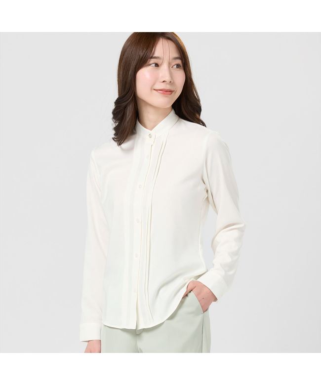 トーキョーシャツ TOKYO SHIRTS 【COFREX】 スタンドタック 長袖 レディースデザインシャツ (オフホワイト) オフホワイト