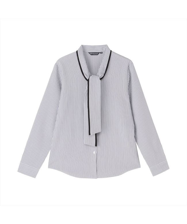 トーキョーシャツ TOKYO SHIRTS 【COFREX】 配色ボウタイ 長袖 レディースデザインシャツ (グレー) グレー