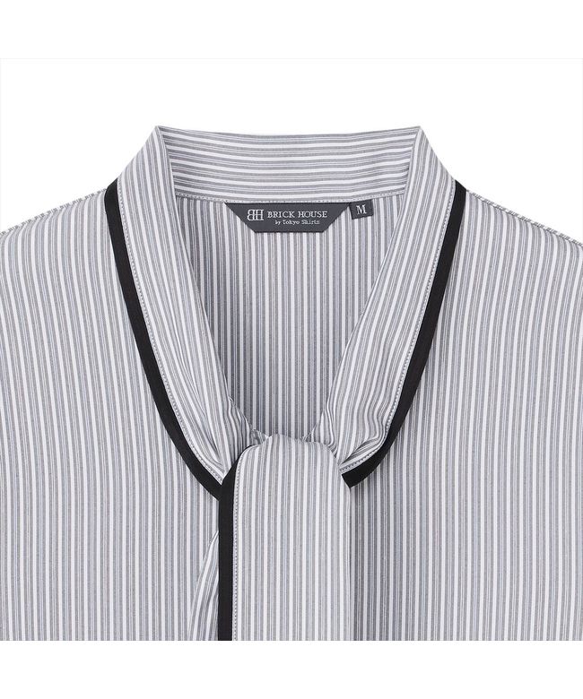 トーキョーシャツ TOKYO SHIRTS 【COFREX】 配色ボウタイ 長袖 レディースデザインシャツ (グレー) グレー