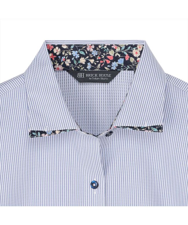 トーキョーシャツ TOKYO SHIRTS 【透け防止】 ワイド 長袖 形態安定 レディースシャツ (ネイビー) ネイビー