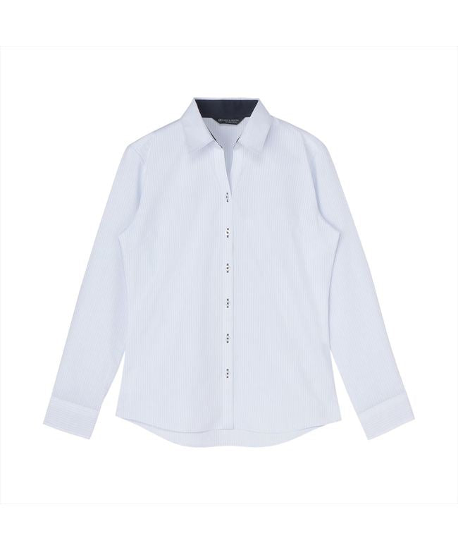 トーキョーシャツ TOKYO SHIRTS 【透け防止】 スキッパー 長袖 形態安定 レディースシャツ (ブルー) ブルー