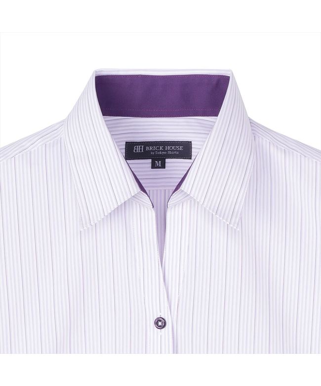 トーキョーシャツ TOKYO SHIRTS 【透け防止】 スキッパー 長袖 形態安定 レディースシャツ (パープル) パープル