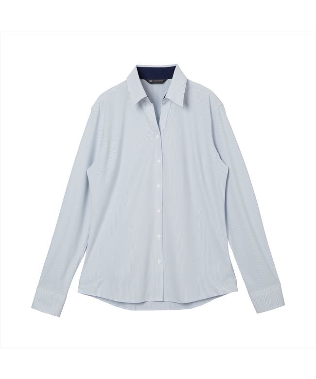 トーキョーシャツ TOKYO SHIRTS 【ストレッチ】 スキッパー 長袖 形態安定 ニットシャツ レディース (ブルー) ブルー