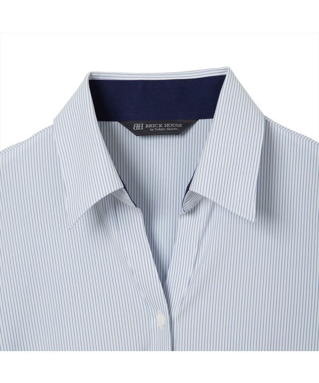 トーキョーシャツ TOKYO SHIRTS 【ストレッチ】 スキッパー 長袖 形態安定 ニットシャツ レディース (ブルー) ブルー