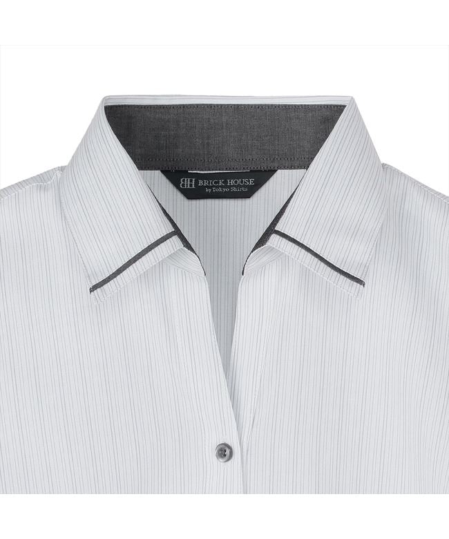 トーキョーシャツ TOKYO SHIRTS 【透け防止】 スキッパー 七分袖 形態安定 レディースシャツ (グレー) グレー