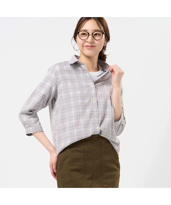 トーキョーシャツ TOKYO SHIRTS 【Pitta Re:)】 カジュアルシャツ Wガーゼ 七分袖 綿100% レディース (オレンジ) オレンジ