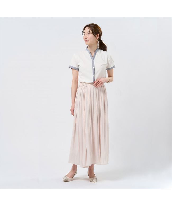 トーキョーシャツ TOKYO SHIRTS 【COFREX】 配色スキッパーブラウス 半袖 レディースデザインシャツ (ホワイト) ホワイト