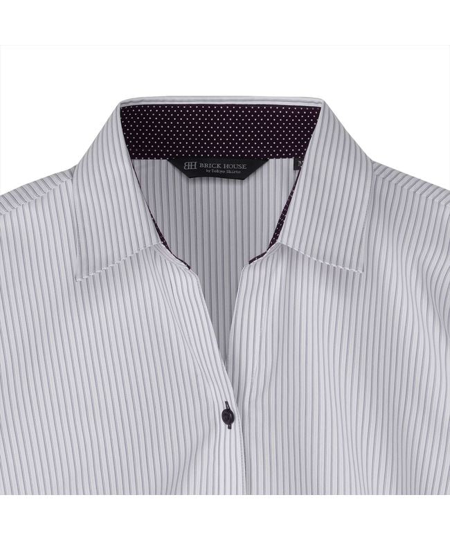 トーキョーシャツ TOKYO SHIRTS 【透け防止】 スキッパー 七分袖 形態安定 レディースシャツ (パープル) パープル