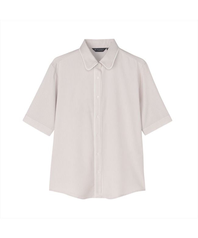 トーキョーシャツ TOKYO SHIRTS 【COFREX】 前立パイピングブラウス 五分袖 レディースデザインシャツ (ベージュ) ベージュ